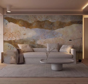 金箔抽象艺术壁纸现代轻奢墙纸床头卧室客厅电视背景定制壁画