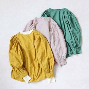 【包邮包税】2022春季新作tissu日本製圆领灯笼袖衬衫上衣