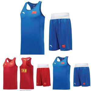 安踏比赛拳击服成人男女专业训练服运动员速干透气背心短裤套装