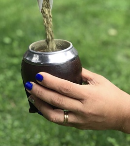 阿根廷原单德银牛皮金刚葫芦手工马黛茶杯 厚牛皮配吸管 梅西同款