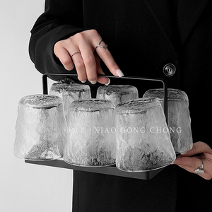 冰川玻璃杯家用客厅待客水杯高级感家庭杯具套装果汁杯茶杯红酒杯
