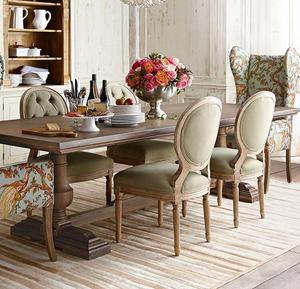美式实木餐桌椅组合法式长方形会议桌别墅复古家具新古典雕花餐台