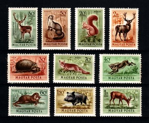匈牙利邮票1953年森林动物10全原胶全品