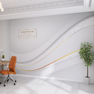 简约抽象线条办公室前台背景墙纸现代美容院发廊服装店轻奢壁纸布
