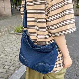 ins牛仔布包韩版单肩包斜挎袋日系原宿 复古文艺慵懒风女小挎包潮