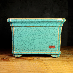 岭南石湾花盆冰裂釉面陶瓷广东25中式30大口径高深正四方形盆景盆