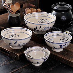 中式陶瓷陕西老碗海碗面碗商用碗面馆8寸9餐具大号高脚防烫油泼面