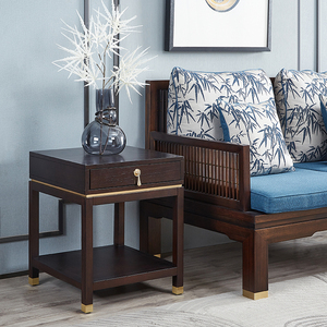 新中式实木沙发边桌几收纳边几客厅小茶几方几简约现代花几架轻奢