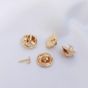 14k包金马刺钉胸针扣diy配件饰品微钩玩偶胸针扣