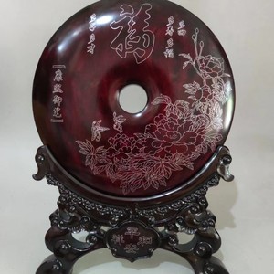 包邮潍坊红木嵌银丝看屏平安扣高档礼品潍坊特产