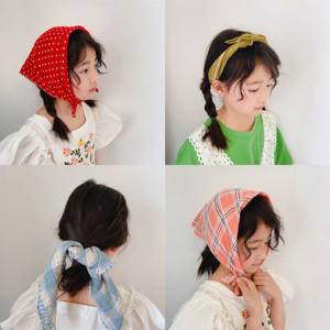 儿童丝巾发带夏季小女孩方巾防晒包头沙滩巾薄款女童宝宝头巾围巾