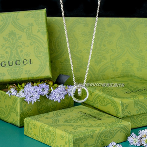 gucci古驰项链正品代购爱无畏十字双环字母椭圆天使翅膀情侣礼物