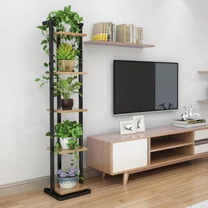 客厅高级花架电视柜旁边落地式多层现代简约高档雅致轻奢金属架子