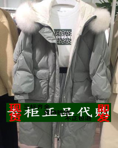 Eifini/伊芙丽专柜正品国内代购2019冬装新款豆绿羽绒服1AA580841