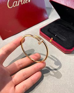 Cartier/卡地亚18K玫瑰金 JUSTE 钉子手镯头尾镶钻男女情侣款手环