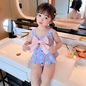 女童高端泳衣夏季女宝洋气游泳衣宝宝儿童小女孩网红时髦连体泳装