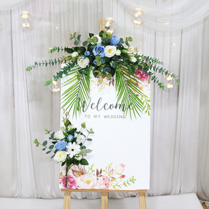 婚礼迎宾牌水牌花 指示牌花艺 指引牌仿真绢花花艺婚庆道具门头花