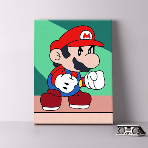 马里奥数字油画diy卡通儿童动漫填色手工画画油彩画儿童房装饰画