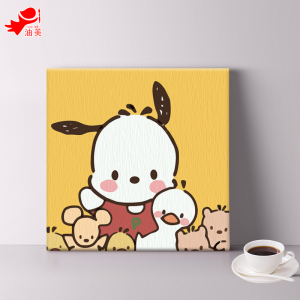 帕恰狗数字油画diy 儿童手绘填充减压治愈油彩画丙烯房间装饰画
