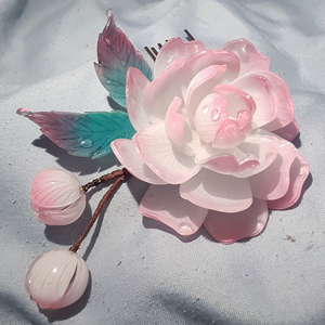 花鹤令 山茶花发簪热缩花簪古风简约现代盘发日常汉服发钗钗步摇