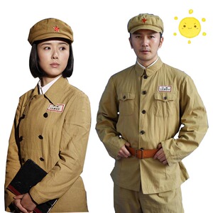 志愿军演出服土黄色成人50式抗美援朝军装女款解放军儿童男影视服