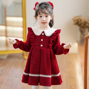 儿童连衣裙冬季2022新款韩版小女孩秋冬裙洋气时髦加绒女童公主裙