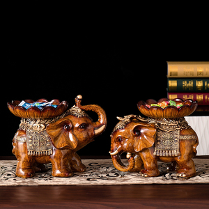 欧式复古大象干果盘糖果盘创意客厅茶几家居装饰品摆件样品房软装