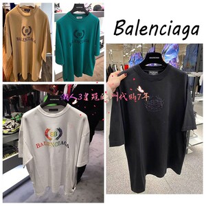 balenciaga/巴黎世家 21新款 刺绣彩虹麦穗双bb字母短袖男 t恤女