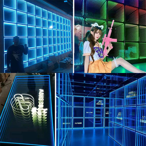 网红互动感应3d魔镜霓虹多层深渊背景墙灯ktv酒吧室内智能地砖灯