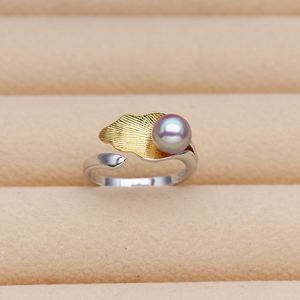 DIY珍珠配件 S925纯银分色开口可调节戒指指环女半成品配饰空托