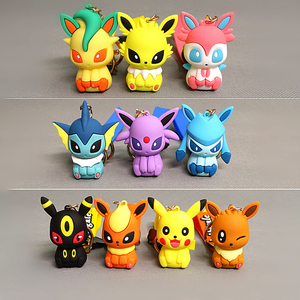 卡通宠物小精灵 伊布家族 滴胶公仔钥匙扣挂件 包包挂件