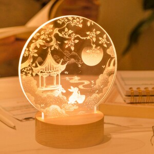 故宫文创usb中秋节玉兔桂花小夜灯调节台灯睡眠灯生日教师节礼物