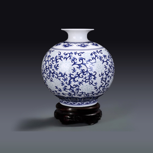 一世一屋景德镇青花瓷花瓶创意中式现代轻奢插花酒柜家用装饰摆件