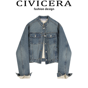 CIVICERA今年流行短款牛仔羽绒服女冬季复古港味加厚羽绒牛仔外套