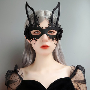 圣诞节派对黑色蜘蛛骷髅女巫面具半脸化妆舞会眼罩女士性感面罩