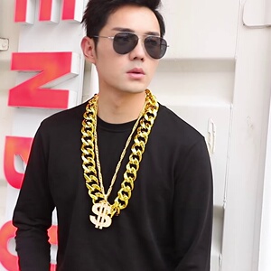 59101人付款淘宝抖音网红土豪装扮直播道具塑料社会人假超粗大金链子