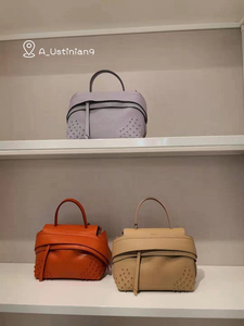 在途tods托德斯 经典款豆豆大嘴包纯色牛皮手提单肩休闲斜挎女包