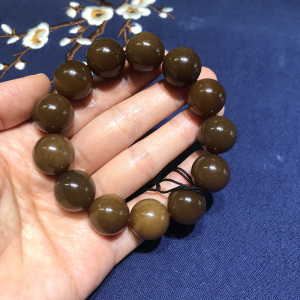 生生缘 新疆和田玉山料糖玉单珠手串1.6手链手饰佩戴礼物玉石礼物