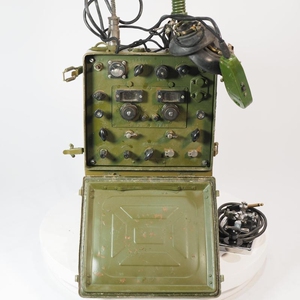 怀旧古董老物件硅两瓦硅二瓦电台带天线耳话组电键无线电发报机