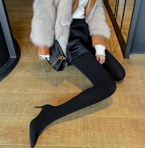 夜店尖头细高跟鞋贴腿连裤袜靴一体靴弹力靴性感过膝靴大腿超长靴