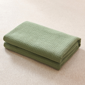 军绿色全棉纱布毛巾被纯棉夏季薄款棉纱夏凉被沙发午睡空调盖毯子