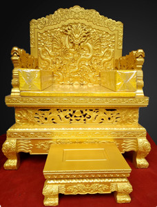 帝皇宝座九龙龙椅实木黄金色龙椅东阳手工木雕王宫椅酒店古建现货