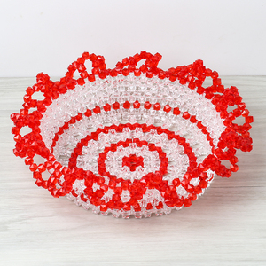 手工diy串珠花边果盘糖果盒工艺品摆件客厅创意家居饰品编织制作