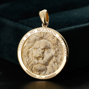 没有征服不了的高山 狮子王头像黄金小吊坠18k金铂金足金项链挂件