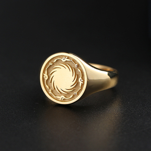 太阳神鸟徽章戒指 18k黄金足金铂金商周金沙中式国潮古风创意定制