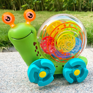 抖音电动投影透明齿轮蜗牛儿童0-1-3岁2宝宝男女孩益智音乐玩具车