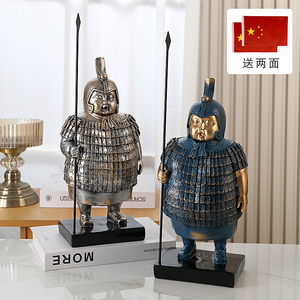 兵马俑拿枪新中式摆件电视柜酒柜客厅玄关创意家居饰品老板办公室