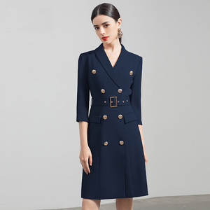 法式连衣裙女夏设计感小众气质工作服英伦风商务正装职业西装套裙