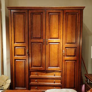 yj17081北美鹅掌楸四门实木衣柜柜子更衣柜储物柜衣橱家具