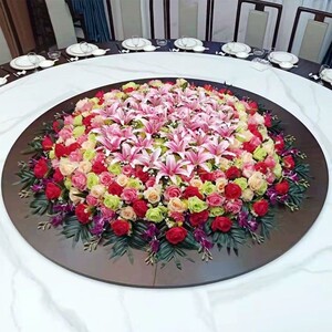 花先花生淘宝仿真圆形桌花大餐桌摆台花酒店电动转盘中间摆花饭店